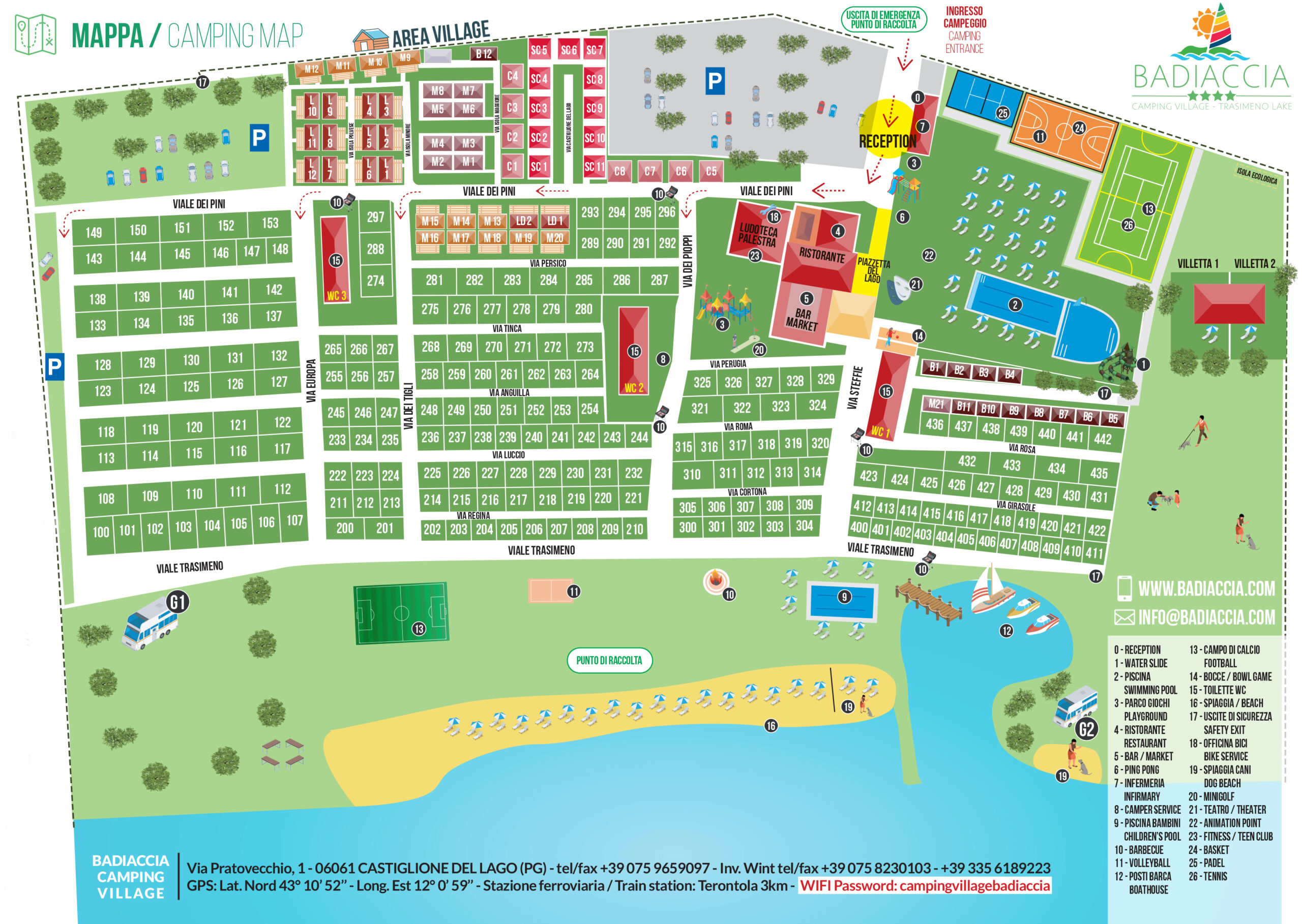 Mappa Badiaccia Camping Village Lago Trasimeno