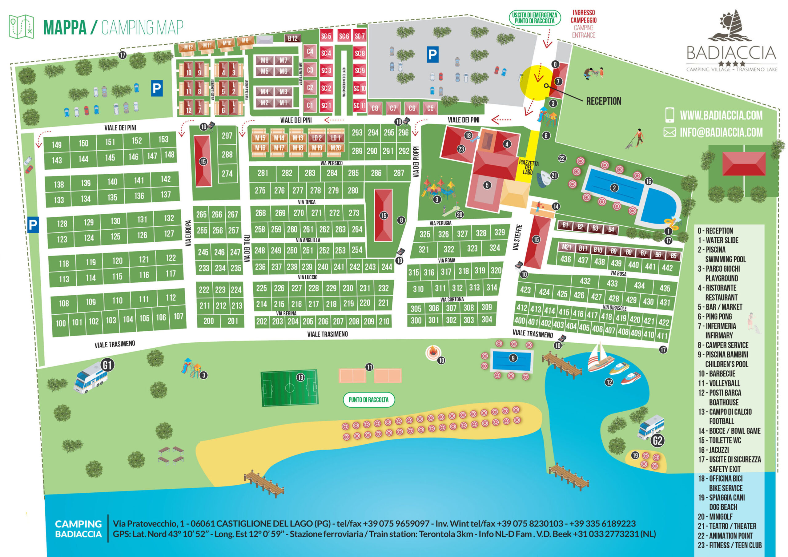 Mappa Badiaccia Camping Village Lago Trasimeno
